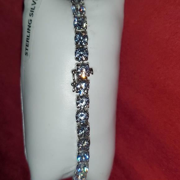 NEW 925 Sterling Silver Round CZ White Diamond Tennis Bracelet 7.25" - Picture 6 of 16